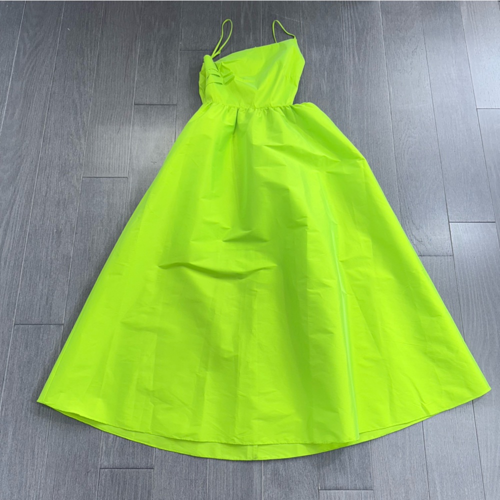 NWT J Crew Collection Limited Edition Taffeta Side Cutout Midi Dress Citrus 8 - Picture 12 of 16